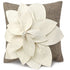 Hand Felted Wool Pillow - 3D Flower in Cream on Gray - 20" - ARCADIA HOME